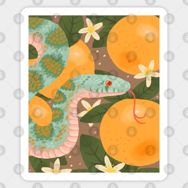 Bull Snake and Oranges Sticker by starrypaige